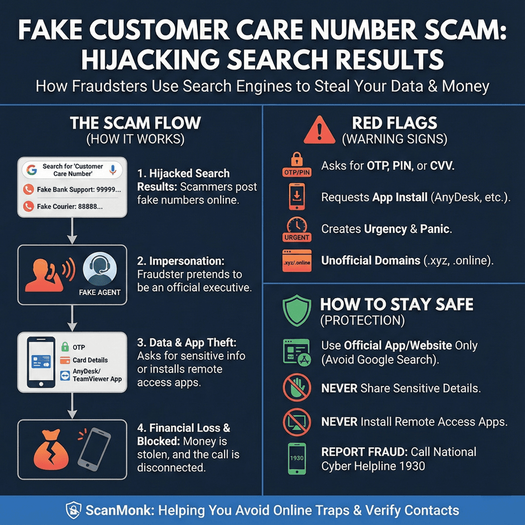 Fake Customer Care Number Scam: How Fraudsters Hijack Your Search Results